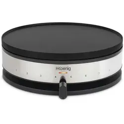 H.Koenig KREP56 - Mini Crêpes Maker mit verstellbarem Thermostat bis 230°C, inklusive Holzspatel und Teigverteiler, antihaftbeschichtet und leistungsstark mit 1500 W