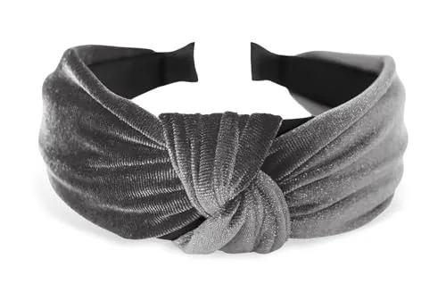 Produktbild axy Breiter Haarreif aus Samt mit Knoten Damen Stirnband Haarschmuck Haarreifen Haarband Hairband HR35S (Grau)