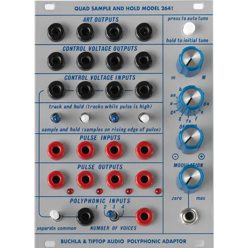 Tiptop Audio Model 264t Quad Sample and Hold - Eurorack-kompatibles Modul mit 4 unabhängigen Sample & Hold Schaltungen, ideal für kreative Synthese und polyphone Patches.
