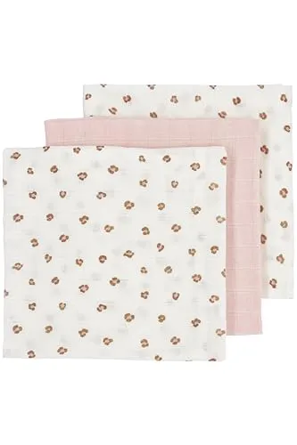 Meyco Baby Mullwindeln 3er Pack - 70x70cm - Musselin Spucktücher - 100% weiche Baumwolle - Oeko Tex Zertifiziert - saugfähig, hautfreundlich & atmungsaktiv - Mini Panther - Zartrosa