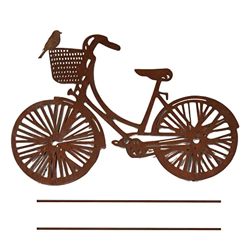 UNUS Garden Fahrrad Gartenstecker - Gartenfiguren: Witterungsfester Gartenstecker in Rostoptik, ideal für kreative Dekoration im Garten, auf der Terrasse oder dem Balkon.