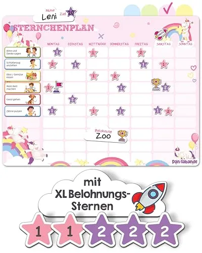 PANDABANDE Belohnungstafel Kinder mit 300 Magneten für 2 Kinder