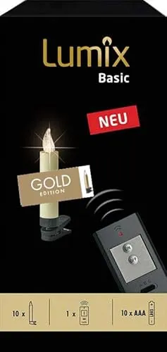 Lumix® Basic Gold kabellose LED Christbaumkerzen