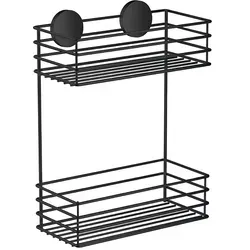 Smedbo Duschkorb Doppelt. Schwarz. Selbstklebend. Bb1202