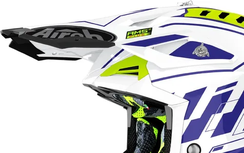 Airoh Aviator 3 Peak Rampage Blue Gloss - Motorradhelm in Blau, aus robustem Polyester, bietet eine herausragende Kamerahalterung für actionreiche Fahrten.