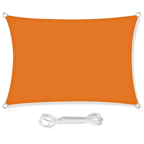 HEYOMART Sonnensegel Sonnenschutz inkl Befestigungsseile PES Polyester Wasserdicht 2 x 3m Rechteck Sonnensegel mit 98% UV Schutz für Draußen, Patio, Garten Terrasse Camping, Orange