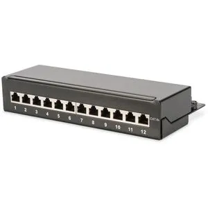 Digitus Patchpanel DN-91612SD-EA, Cat 6A, 1HE, schwarz, geschirmt, mit 12 Ports