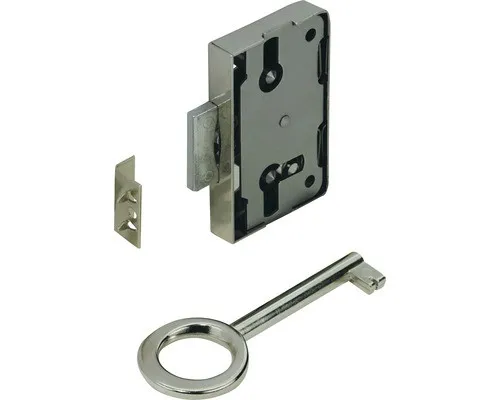 Hettich Aufschraubschloss vernickelt – Sicher und Langlebig - Vernickeltes Aufschraubschloss in kompakter Größe (60 x 38 x 8,7 mm) für zuverlässige Sicherheit. Ideal für Möbel und Türen, einfach zu montieren und robust im täglichen Einsatz.