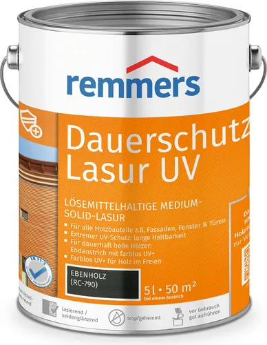 Remmers Dauerschutz-Lasur UV ebenholz (RC-790) 5 l, Holzlasur