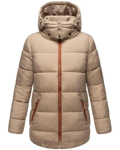 Produktbild Navahoo Damen Winterjacke Steppjacke mit abnehmbarer Kapuze Taupe Grey Gr. L