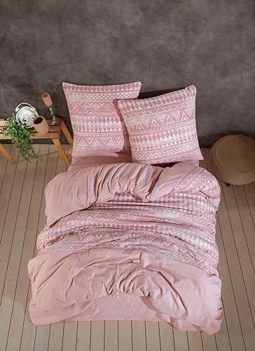 nordqueen Renforce Bettwäsche,100% Baumwolle Bettbezug aus Atmungsaktive, Angenehme Schlafkomfort,Winter Bettwäsche-Set mit Kissenbezug Bettbezug mit Reißverschlus (Coza, 240X220 cm)