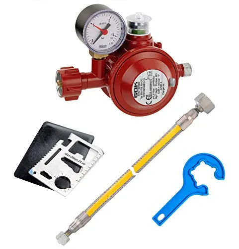 mbar Herdanschluss Set PRO 2,0 m Propangas/Anschluss für Gas-Herd, Gaskocher, (Druckminderer, Gasschlauch) (DIN DVGW) - Haushaltsregler Innenbereich … 50