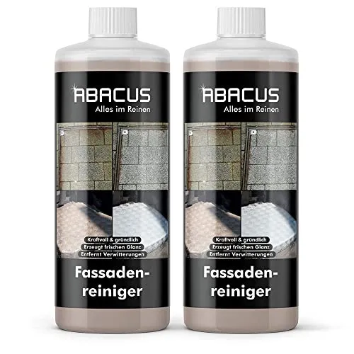 ABACUS® Mauerreiniger Hochkonzentrat, Mauerwerkreiniger - alternative zu Sandstrahlung, Ziegelreiniger, Betonreiniger, Fassadenreiniger, Steinreiniger – Fassadenreiniger 2x 1000 ml (7691.2)