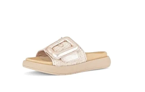 Gabor Damen Pantoletten – Freizeitschuhe mit Best Fitting - Bequeme Pantoletten für Damen aus hochwertigem Textil und Leder. Ideal für den Sommer, mit flachem Absatz und praktischem Klettverschluss für optimalen Sitz und Komfort.