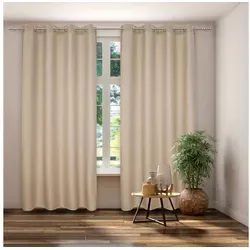 Kutti Thermo Ösenschal Dimout Creme - Blickdichter Gardinenschal, der den Lichteinfall um 95% dimmt und eine gemütliche Atmosphäre schafft. Pflegeleicht und waschbar bei 30°C, ideal für Schlafzimmer und Kinderzimmer.