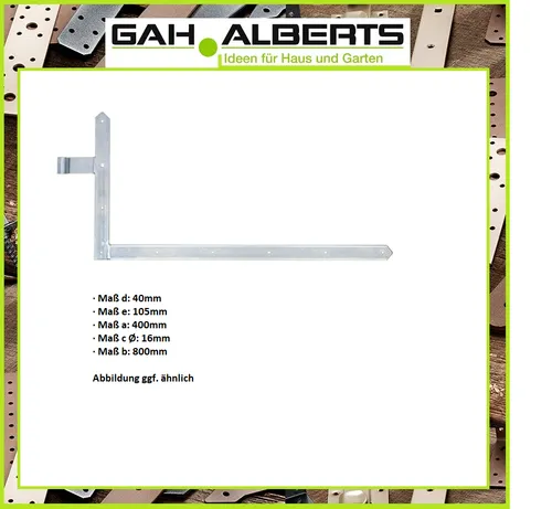 GAH Stahl Torwinkelband 400 x 600 x 40 x 105 mm - Hochwertiges Torwinkelband aus verzinktem Stahl, ideal für Gewerbe & Wohnen, sorgt für stabile Tür- und Torbefestigungen.