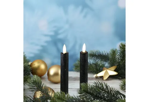 MARELIDA LED-Kerze LED Stabkerzen Dinner Tafelkerzen Echtwachs flackernd H:15cm Timer 2St (2-tlg)