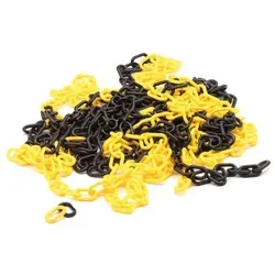 Perel Absperrkette zum Markieren, Absichern oder Sperren von Gefahrenzonen, Baustellen und Wegen, innen und außen, Kunststoff, Schwarz/Gelb, 10 m, 6 mm.