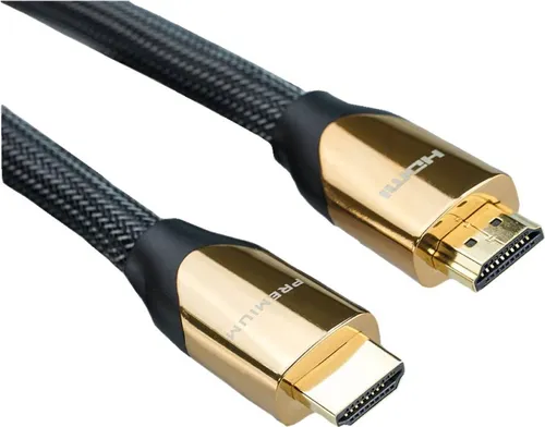 ROLINE Premium HDMI Kabel 4.5m - HDMI Kabel mit Ethernet, doppelisoliert und in elegantem Nylon Schwarz, unterstützt 4K für gestochen scharfe Bildqualität.