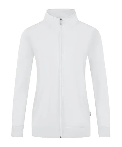 Jako Women Freizeitjacke Sweatjacke Doubletex, Weiß, C9830-000, 34 - Funktionsjacken mit Doubletex French-Terry Vortex Garn Technologie, 60 °C waschbar und ideal für industrielle Wäsche nach DIN EN ISO 15797.