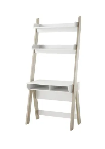MCA furniture Schreibtisch Viterbo - Kinderschreibtisch mit fest montierter, weißer Tischplatte und Eiche hell Dekor, ideal für ein modernes Kinderzimmer und bietet praktischen Stauraum durch offene Fächer.