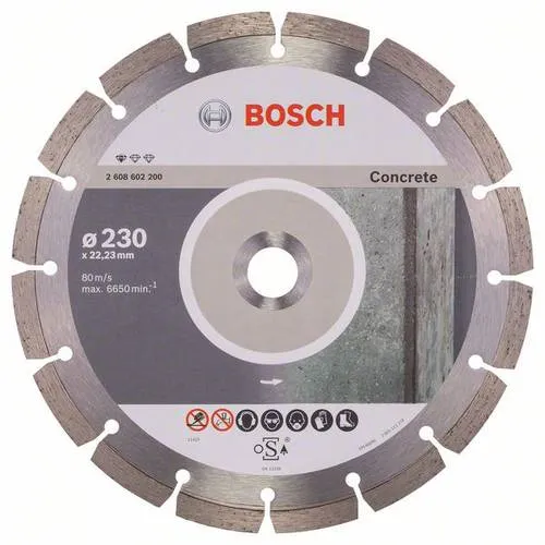 Bosch 2608602200 Diamanttrennscheibe für Beton 230mm - Zubehör für Elektrowerkzeug, optimale Schneideleistung in Beton dank hochwertiger Diamantmatrix für präzise und langlebige Ergebnisse.