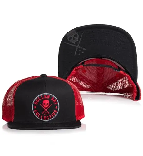 Sullen Snapback Trucker Cap Always Mesh Red - Baseball Cap für Herren mit besticktem Logo Patch und einzigartigem Skull Print auf der Unterseite des Schirms, perfekt für einen individuellen Look.