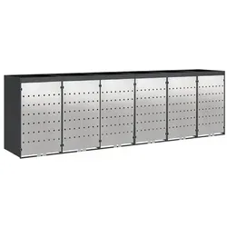 vidaXL Wagenmüllbehälter für 6 Behälter - Stilvolle Abfallorganisation - Moderne Mülltonnenaufbewahrung aus robustem Stahl, erweiterbar und belüftet für optimale Hygiene. Ideal für Garten und Terrasse, hält deinen Außenbereich ordentlich und ansprechend.