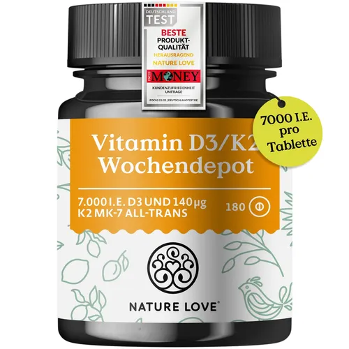 Produktbild Vitamin D3/K2 Wochendepot 180 Tabletten
