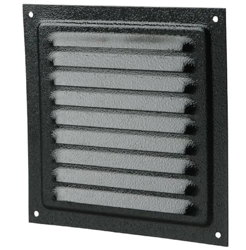 150x150mm METALL-LÜFTUNGSGITTER - Beige, Braun, Grau, Schwarz, mit INSEKTENNETZ Ventilation Gitter Abluft/Zuluft Entlüftung Belüftung (Schwarz)