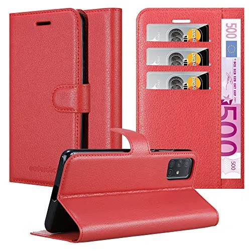 Produktbild Cadorabo Hülle kompatibel mit Samsung Galaxy A71 5G Handyhülle aus Premium Kunst Leder Flip Klappbare Stoßfeste Magnetische [Standfunktion] [Kartenfächern] Cover Hülle für Galaxy A71 5G Tasche in Rot