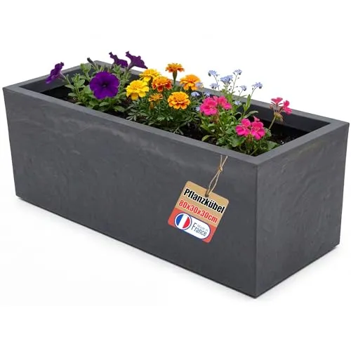 Produktbild BigDean Pflanzkübel Vulkano 72L – Rechteckiger Blumenkasten mit Wasserspeicher