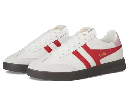 Gola Cyclone Fashion-Sneaker Weiß Rot Damen - 39 EU - Sneaker für Damen in Weiß und Rot, aus hochwertigem Leder gefertigt, ideal für den Alltag und Berufskleidung, mit bequemer Gummisohle für optimalen Komfort.