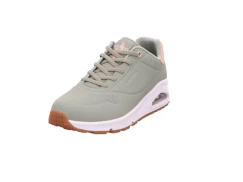 Skechers Damen UNO-Shimmer Away Sneaker - Salbei, 38 EU - Damen-Sneaker mit luftgekühlter Memory Foam Einlegesohle und flexibler Gummi-Außensohle für optimalen Komfort beim Gehen.
