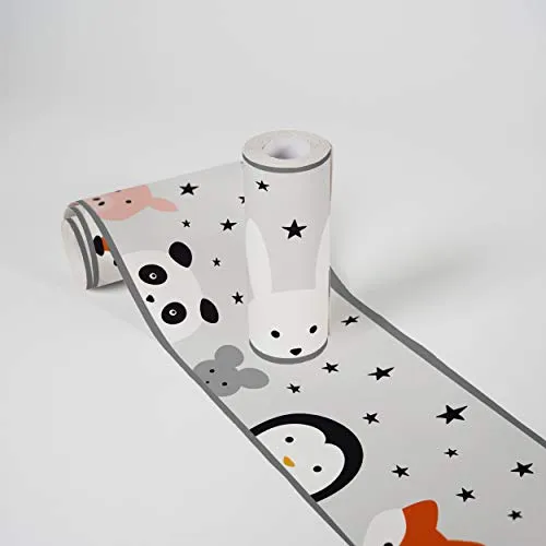A.S. Création Lovely Kids Kinderzimmer Bordüre Wild Stars selbstklebend mit Tieren in grau