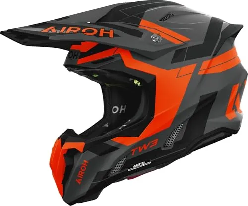 Airoh Twist 3 Dynasty Motorradhelm grau orange schwarz Gr. M 57/58 - Hochwertiger Motorradhelm mit Doppel-D Helmverschluss, optimierter Belüftung und Vorbereitung für Kommunikationssystem. Ideal für sicheres Fahren und Komfort auf der Straße.