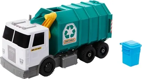 Matchbox HHR64 - Recycling Truck, ca 40 cm großer realistischer Truck mit Lichtern und Geräuschen, hergestellt aus mehr als 80% ISCC-zertifiziertem Kunststoff*, Spielzeug für Kinder ab 3 Jahren