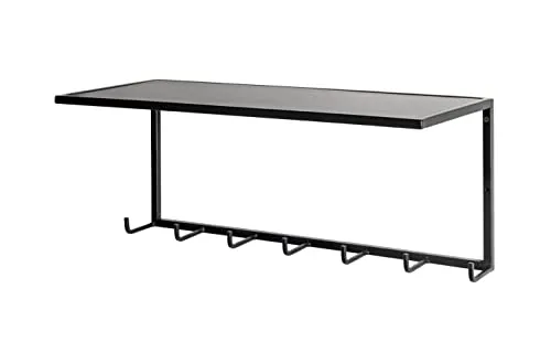 Haku-Möbel Wandgarderobe Sidney 3, 25511 - Stylische Wandgarderobe aus pulverbeschichtetem Metall mit 7 Haken und praktischer Ablage, ideal für den Eingangsbereich.