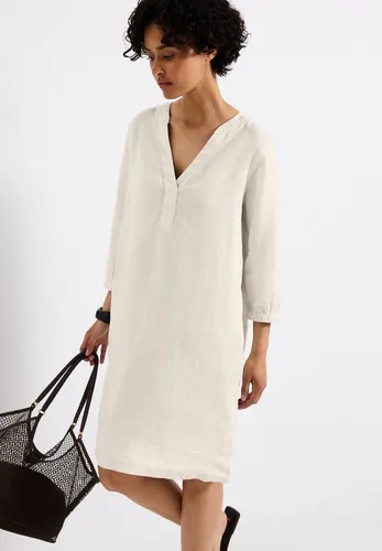 STREET ONE Midikleid SOL_Tunic Dress 44 - Kleid aus 100% Leinen in moonstone sand, ideal für warme Tage und bequem im Tragen.
