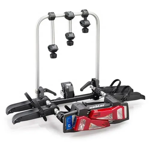 Uebler F 34 AHK-Träger für 3 Räder - Fahrradträger für 3 Fahrräder oder E-Räder, max. 54 kg Zuladung, komplett zusammenfaltbar und abschließbar. Ideal für den sicheren Transport von Mountainbikes und E-Bikes.