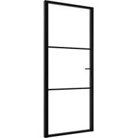 vidaXL Innentür ESG Glas und Aluminium 93x201,5 cm Schwarz - Moderne Innentür aus gehärtetem Glas und stabilem Aluminiumrahmen, ideal für einen stilvollen Raumübergang. Lässt viel Licht herein und verleiht deinem Zuhause einen eleganten Look.