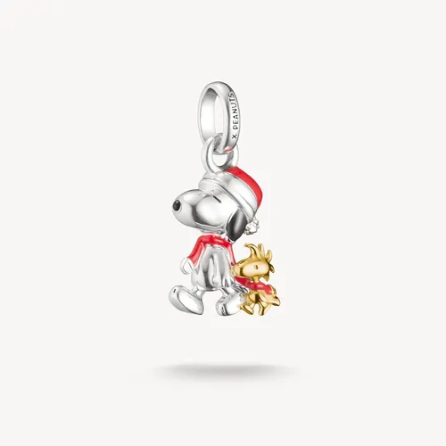 THOMAS SABO Charm Anhänger PEANUTS Snoopy Woodstock Santa aus Silber - Stylischer Charm aus 925er Silber mit Snoopy und Woodstock im festlichen Design. Perfekt für individuelle Schmuckkreationen und ein tolles Geschenk für Peanuts-Fans.