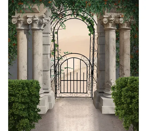 abc HOME Pflanzenbogen | Rankhilfe für Rosen mit Tor aus Metall - Robuste Rankhilfe für den Garten, ideal für Rosen und Pflanzen, mit einem stilvollen Gartentor in elegantem Schwarz.