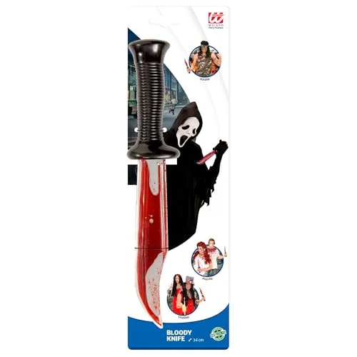 W WIDMANN MILANO Party Fashion 6695K - Blutiges Messer 34 cm, ideal für gruselige Halloweenkostüme und authentische Deko