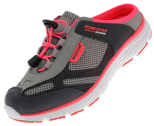 Neu Damen Slipper Sabots Pantoletten Clogs Sommer Sneaker Grau Pink 36