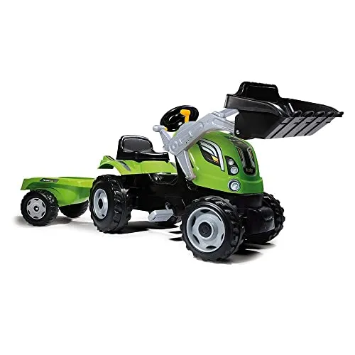 Smoby Traktor Farmer XL-Loader - Trettraktor mit Anhänger für Kinder ab 3 Jahren, robust und ideal für Outdoor-Abenteuer, Tragkraft bis zu 50 kg.