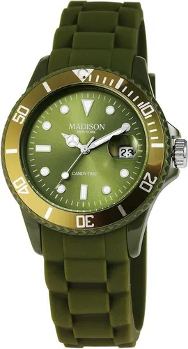 Madison U4167-18-4 New York Candy Time Armbanduhr mit Silikonband in grün