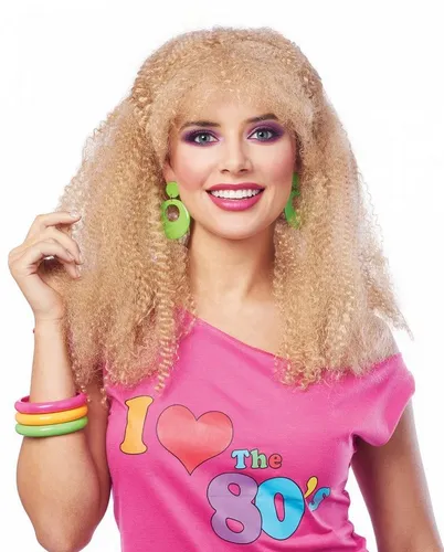 Horror-Shop 80s Crimped Perücke Blond - Voluminöse 80s Crimped Perücke Blond als perfektes Kostümaccessoire für Karneval und Mottopartys. Verleih deinem Look den einzigartigen Charme der 80er Jahre mit dieser auffälligen Krepp-Perücke aus hochwertigem Kunsthaar.