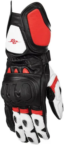 Rusty Stitches Marc Motorradhandschuhe, schwarz-weiss-rot, Größe L - Motorradhandschuhe mit ultimativem Racing-Schutz, leicht und ideal für anspruchsvolle Fahrer, die ihre Fahrkünste auf das nächste Level bringen möchten.