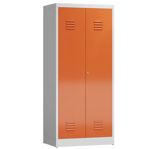 Steelboxx Mehrzweckschrank Spind 1800 x 800 x 500 mm - Komplett verschweißt - Hochschrank für Umkleiden mit 2 Abteilen: Fachböden und Kleiderstange für optimale Organisation. Ideal für Industrie, Schulen und Fitnessstudios, langlebig und pflegeleicht.